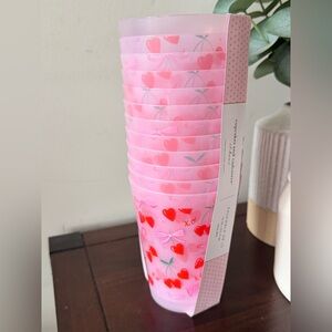 Cupcakes and Cashmere Pink Bow Cherry Reusable Cups Set of 12